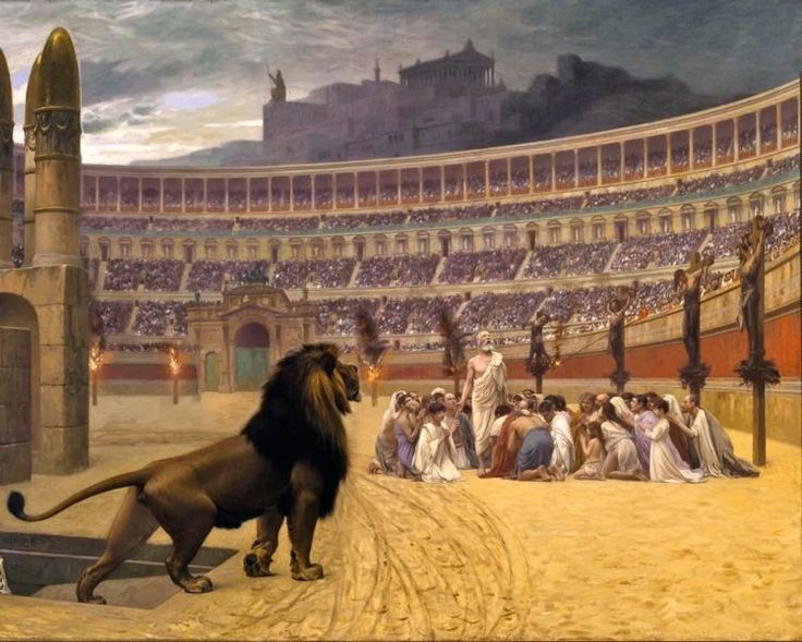 vroege christenen in het colosseum van Rome